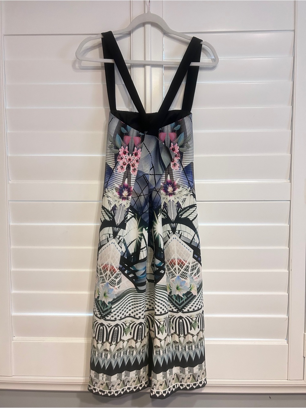 Black Halo Geometric Floral Cocktail Dress With Removable Straps Tropical Multi - Picture 4 of 7